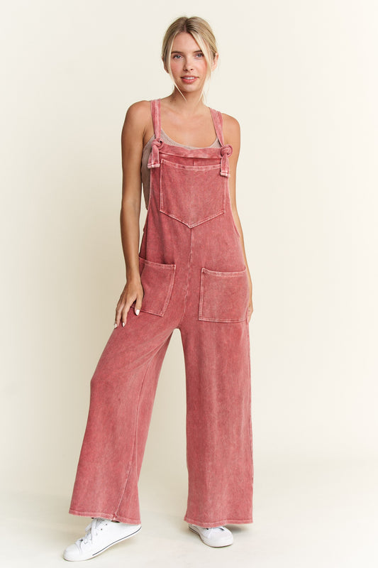 Mineral Wash Twill Overalls Jumpsuit