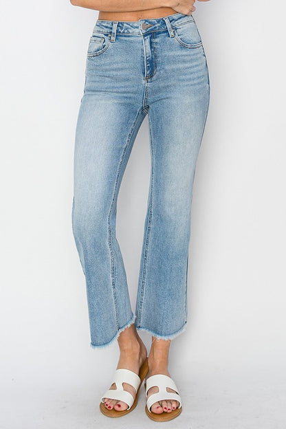 High Rise Ankle Straight Jeans