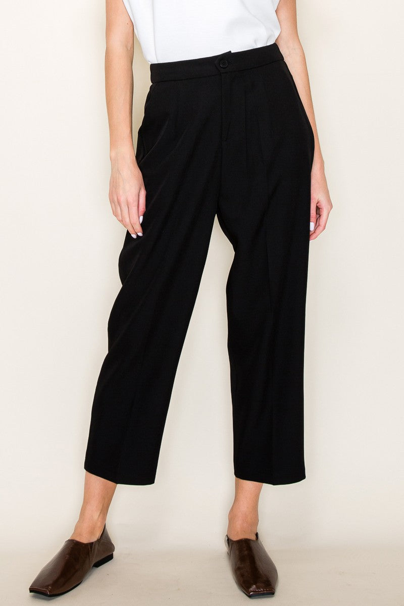 Suzie Button Closure Ankle Straight Pants