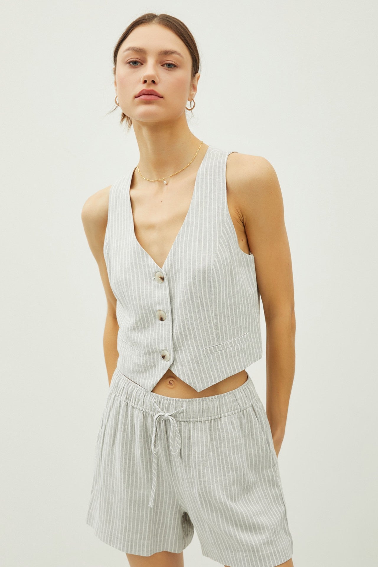 Classic Linen Pinstripe Vest