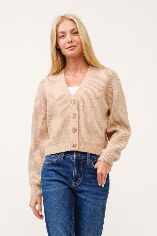 V Neck Button Up Sweater