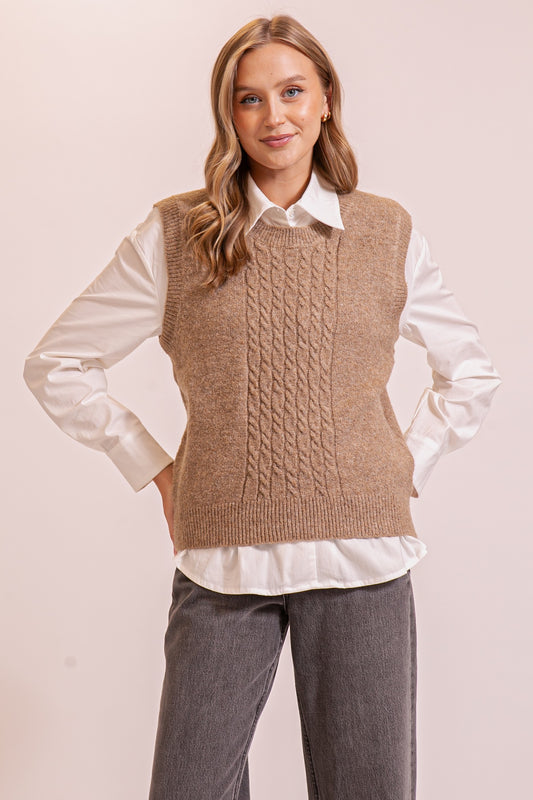 Cable Knit Sweater Vest