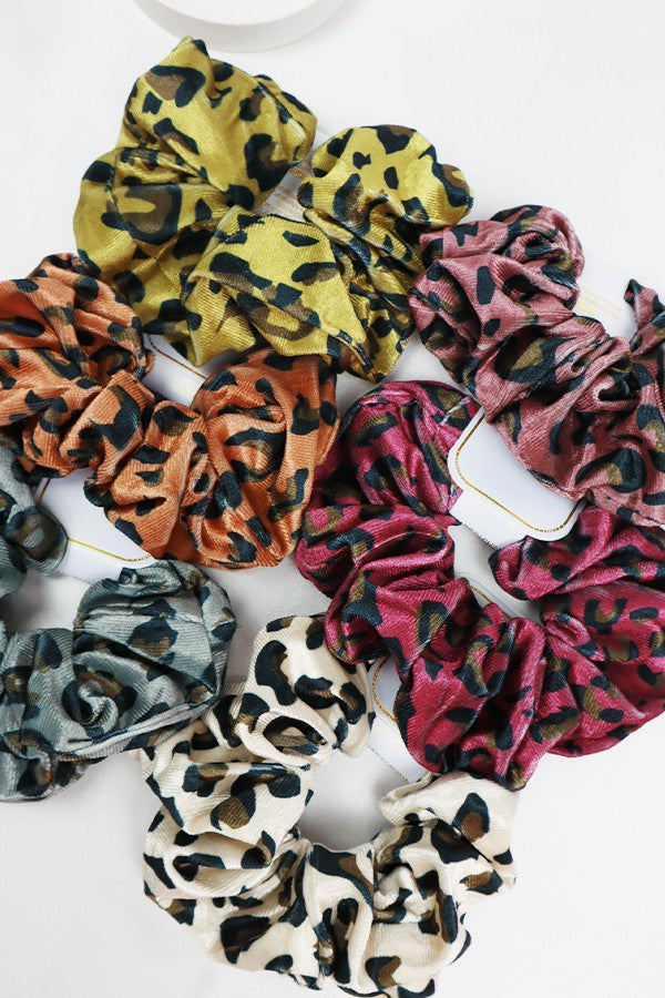 Leopard Velvet Jumbo Scrunchie