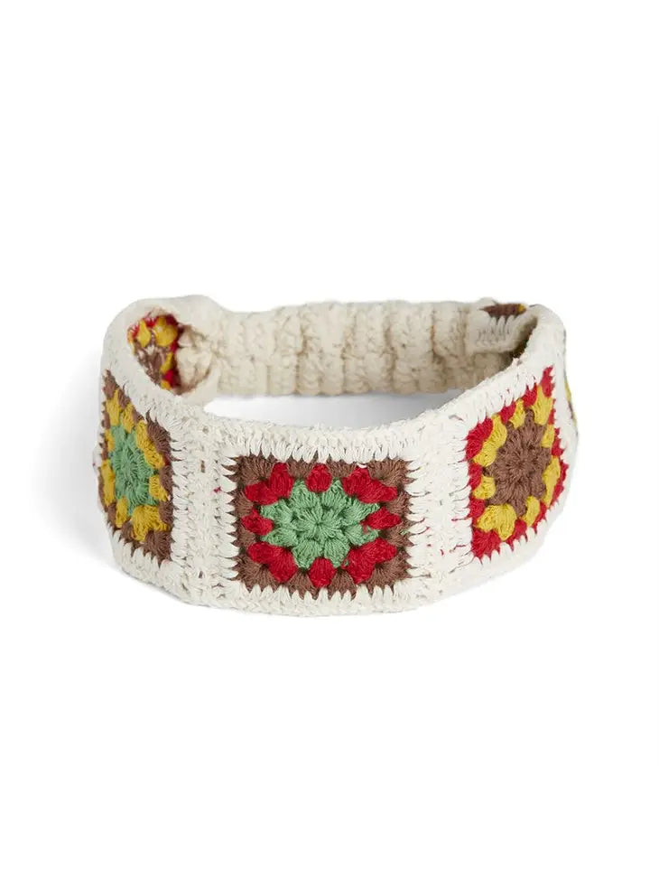 Crochet Knit Headband Red/Cream
