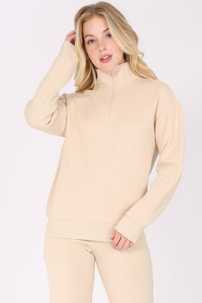 Quarter-Zip Fleece Pullover Sweatshirt