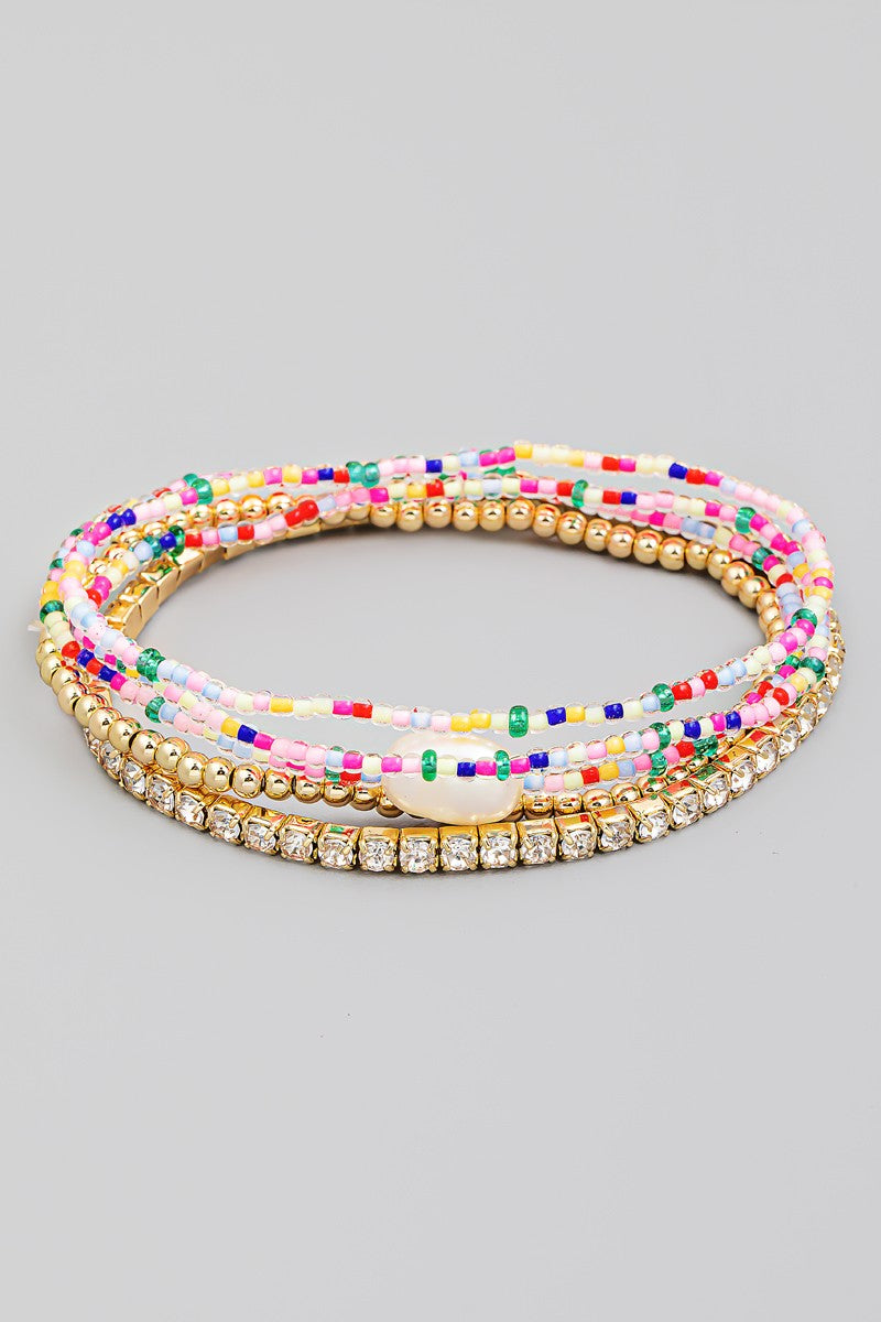 Dainty Multi Bead Bracelet Set