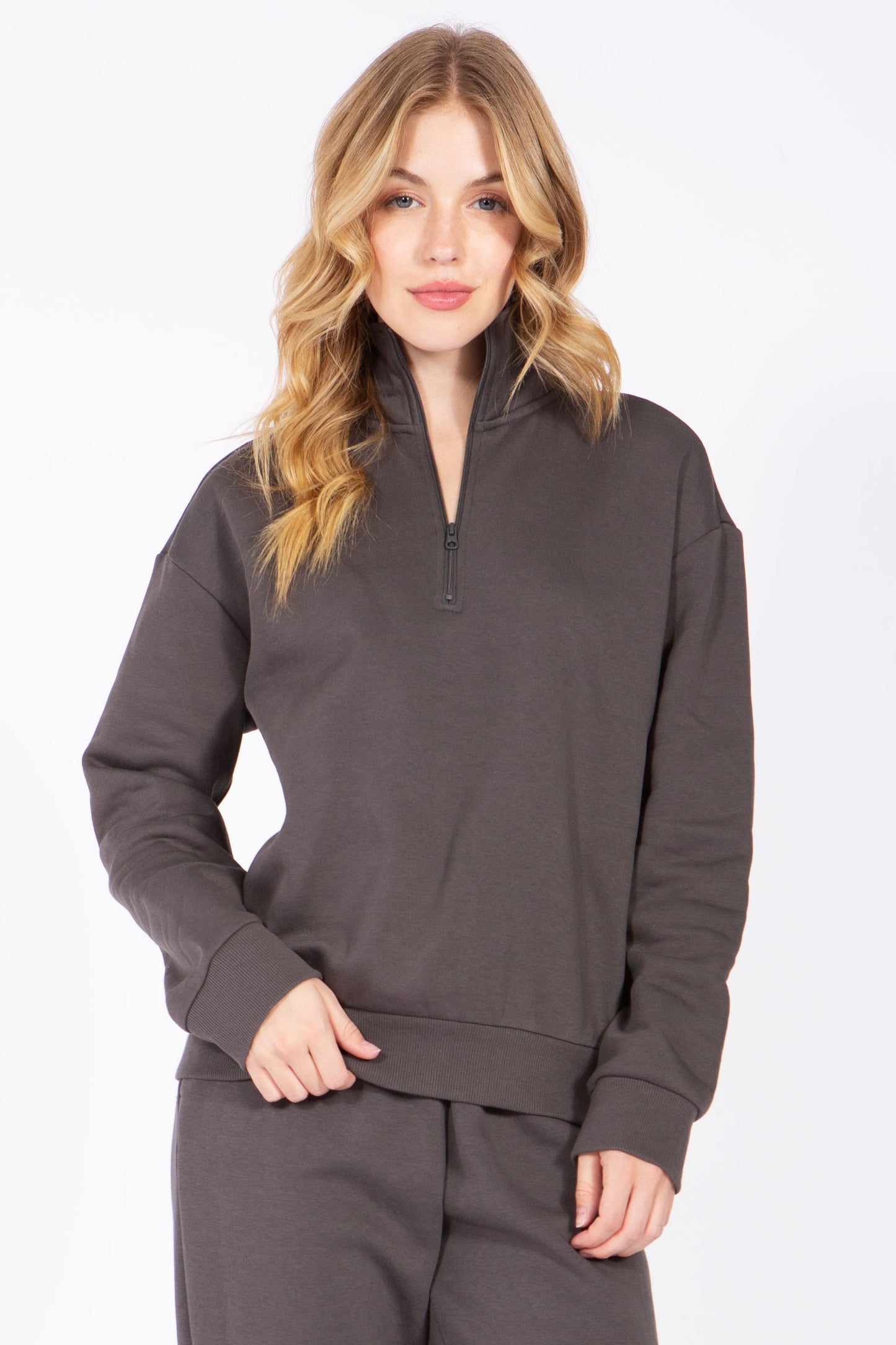 Quarter-Zip Fleece Pullover Sweatshirt