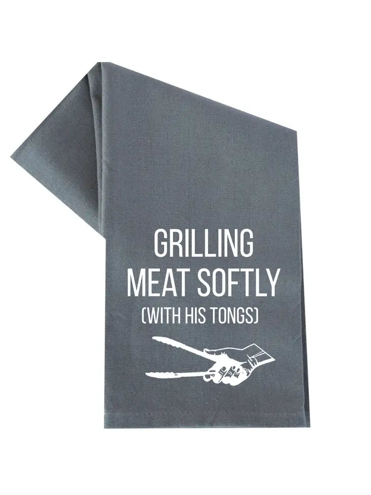 Grilling Meat Softly Tea Towel