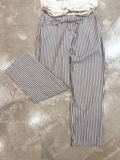 Plus Straight Leg Pinstripe Linen Pant