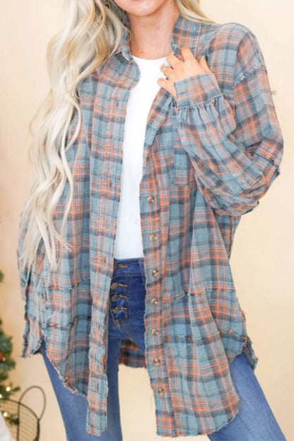 Cotton Checked Oversized Button Up