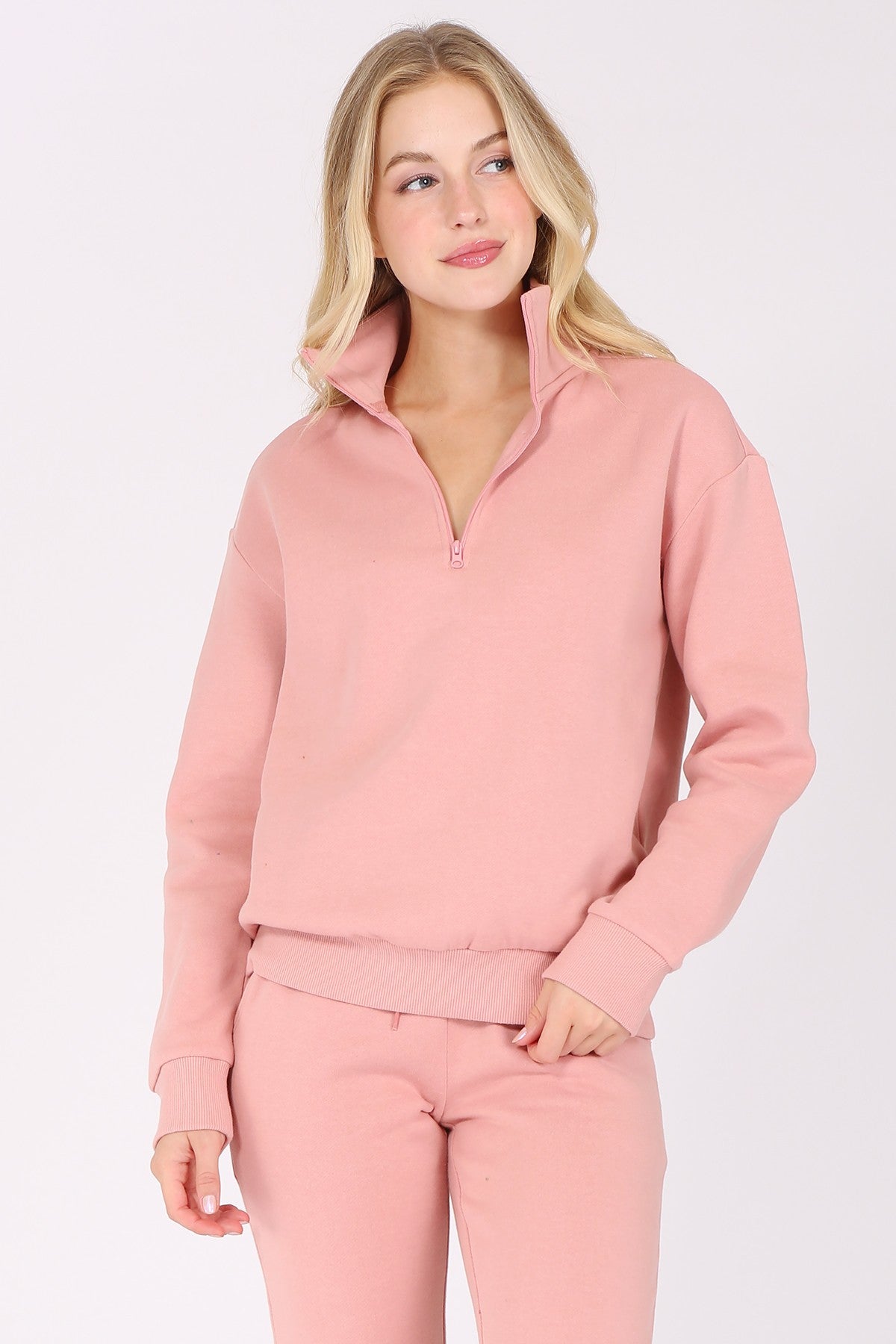 Quarter-Zip Fleece Pullover Sweatshirt