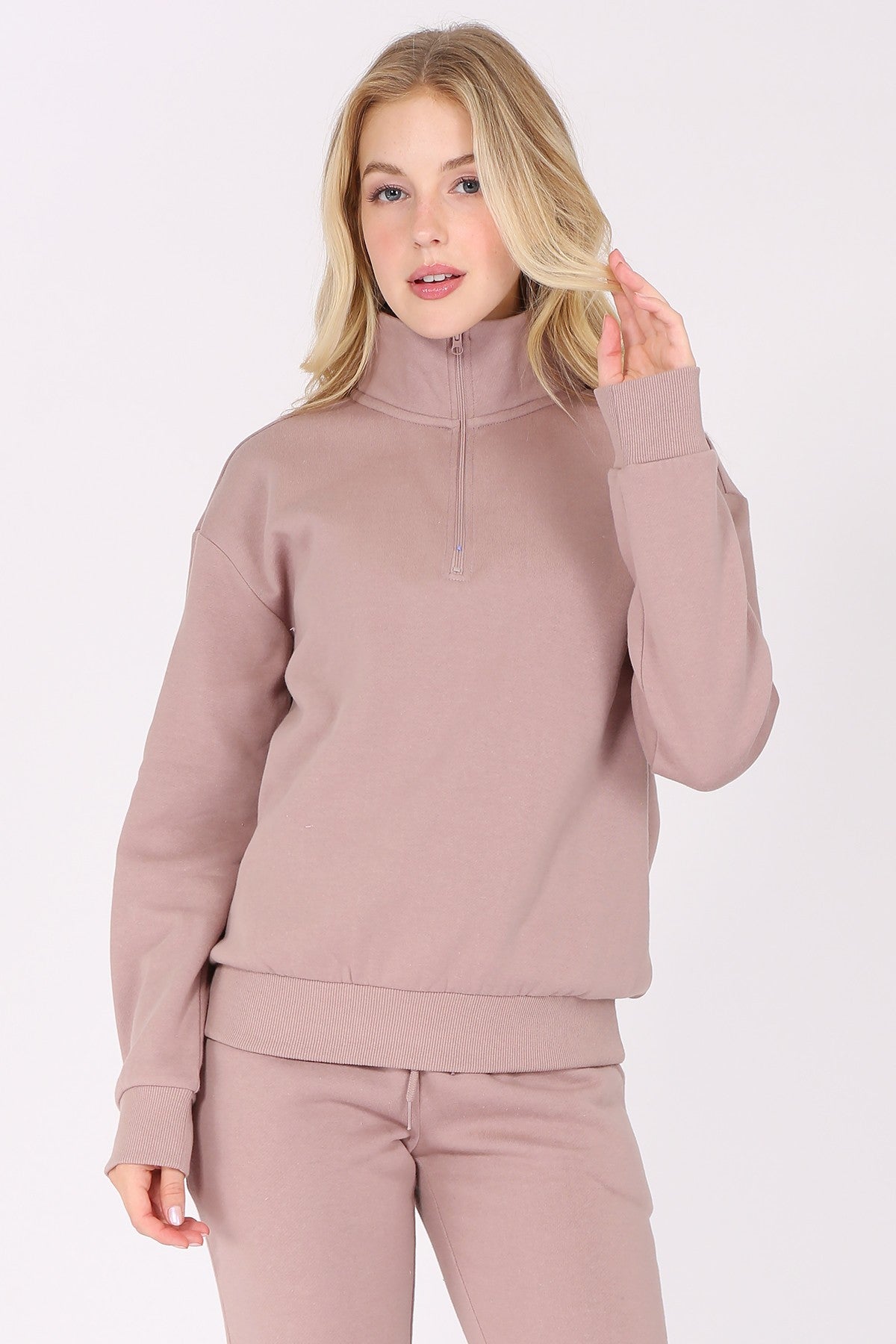 Quarter-Zip Fleece Pullover Sweatshirt