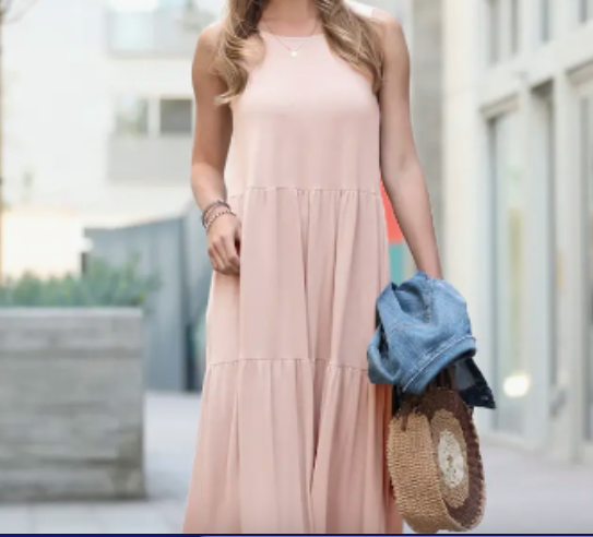 Blush Pink Tiered Dress