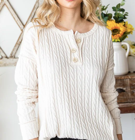 Cream Cable Knit Top