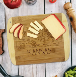 A slice of Kansas cutting & serving board