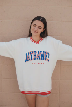 KU and KSU Chenille letter sweatshirt