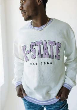 KU and KSU Chenille letter sweatshirt