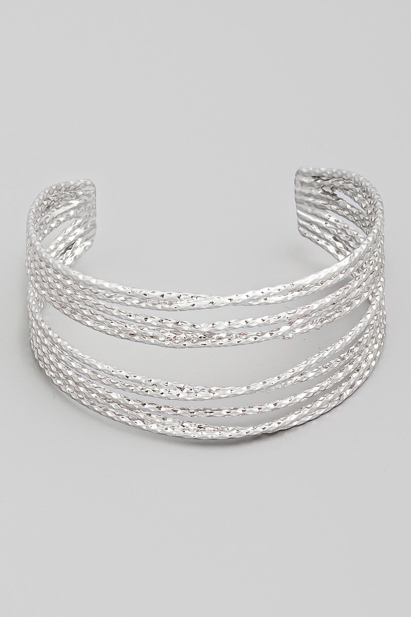 Textured Metallic Strand Layered Bracelet