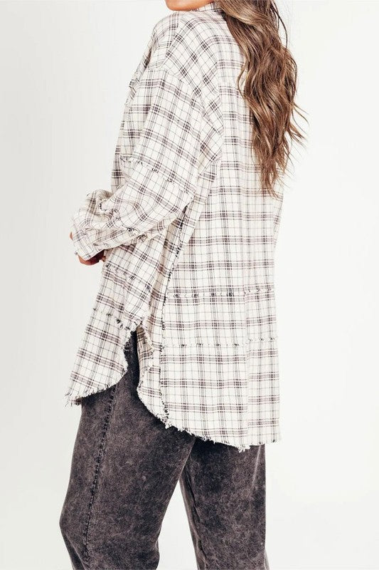 Cotton Checked Oversized Button Up