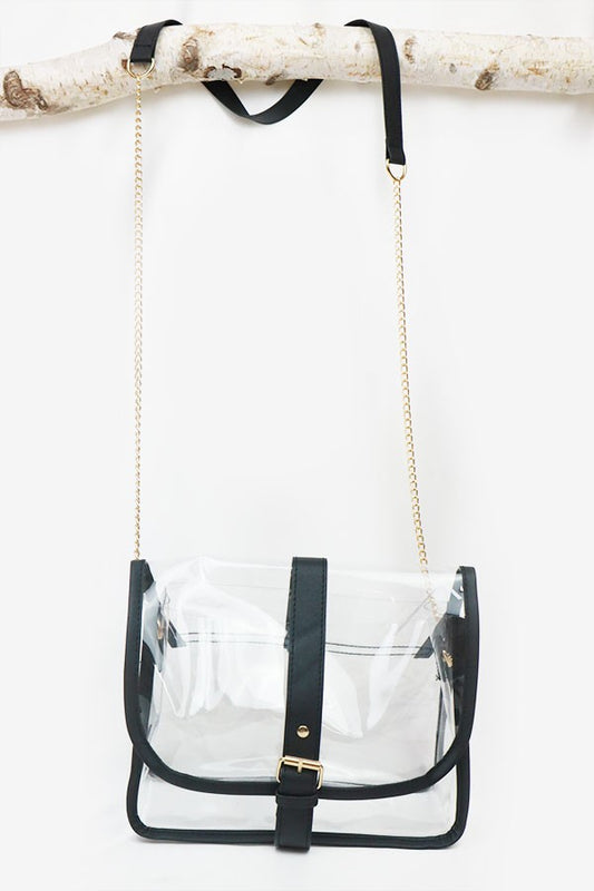 Clear Handbag With Gold Chain