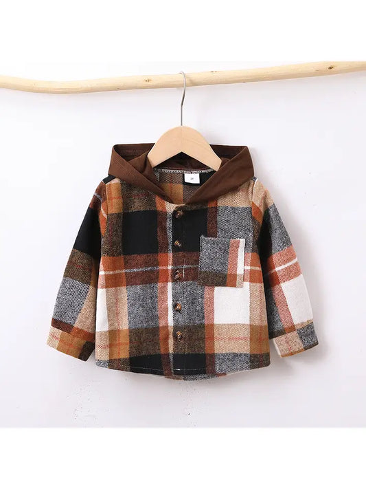 Toddler Boy/Girl Plaid Patch Pocket Button Front Jacket