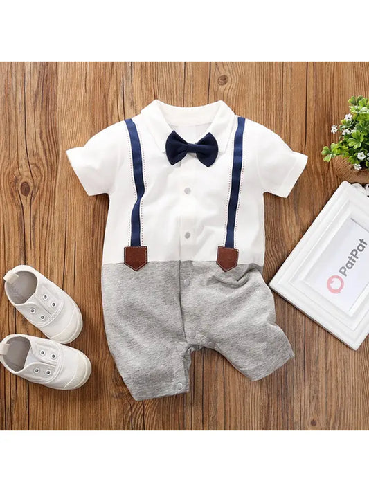 Baby Boy Gentleman Faux-Two Overalls Romper