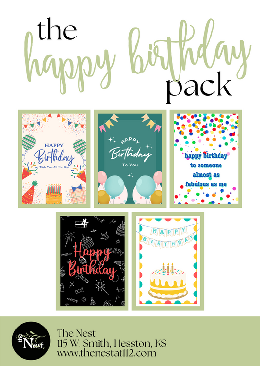 Happy Birthday Cards - Pack of 5