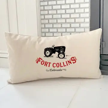 Hesston Kansas Canvas Tractor Pillow