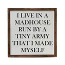 I Live In A Madhouse Sign 10x10
