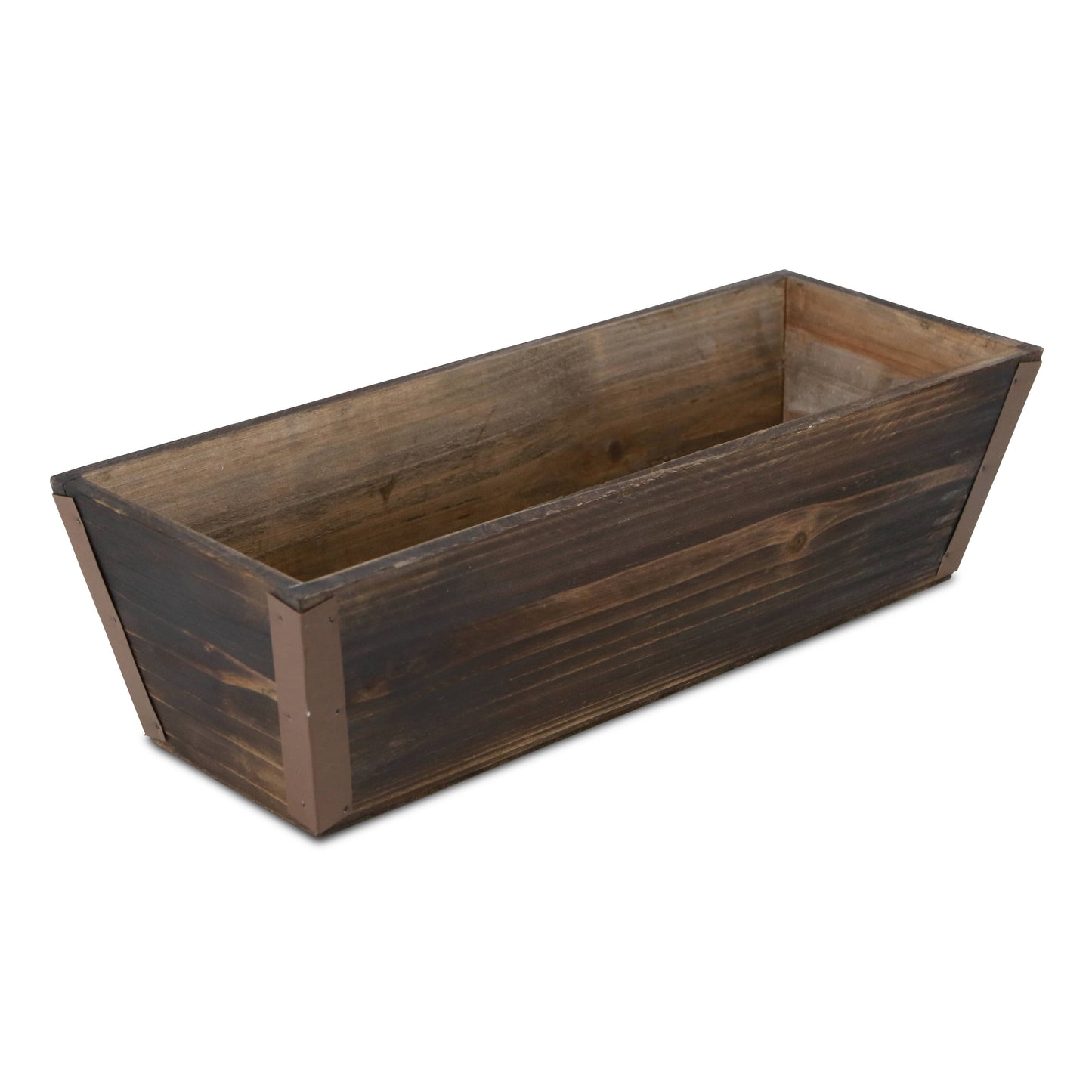 Brown Wooden Ledge Planter - small