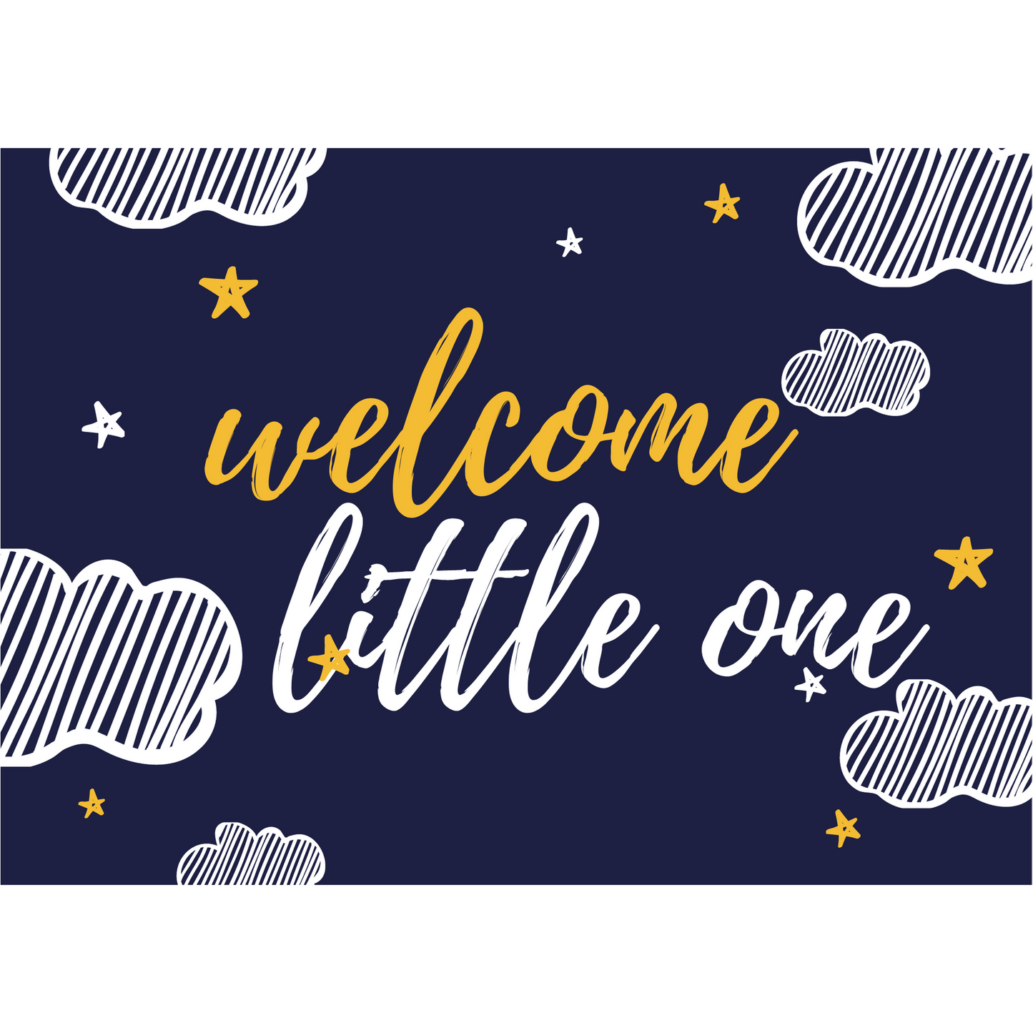 Welcome little one - navy clouds