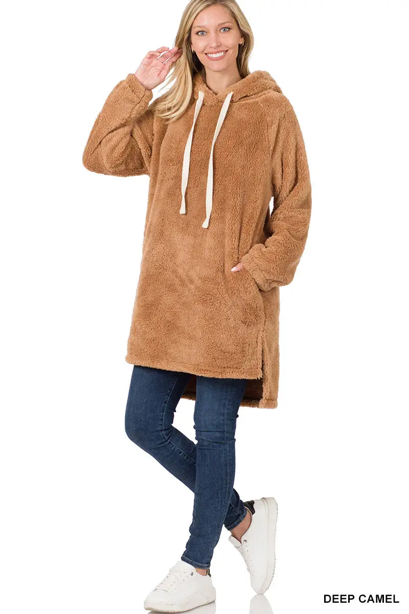 Faux Fur Pullover - Deep Camel