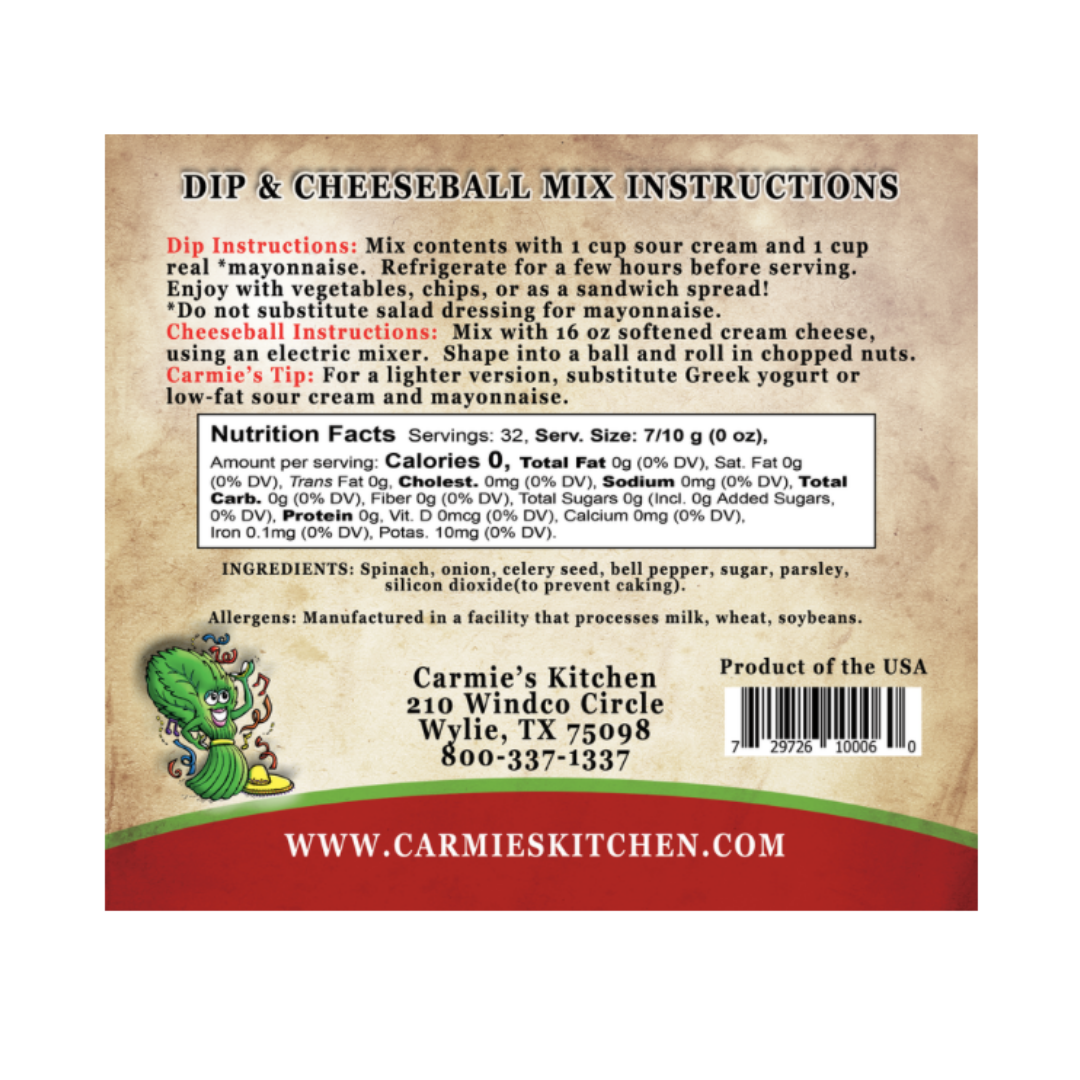 Carmie's Dip and Cheeseball Mixes