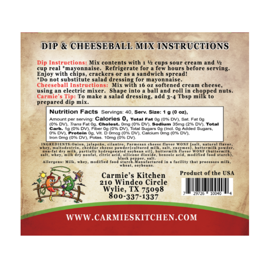 Carmie's Dip and Cheeseball Mixes