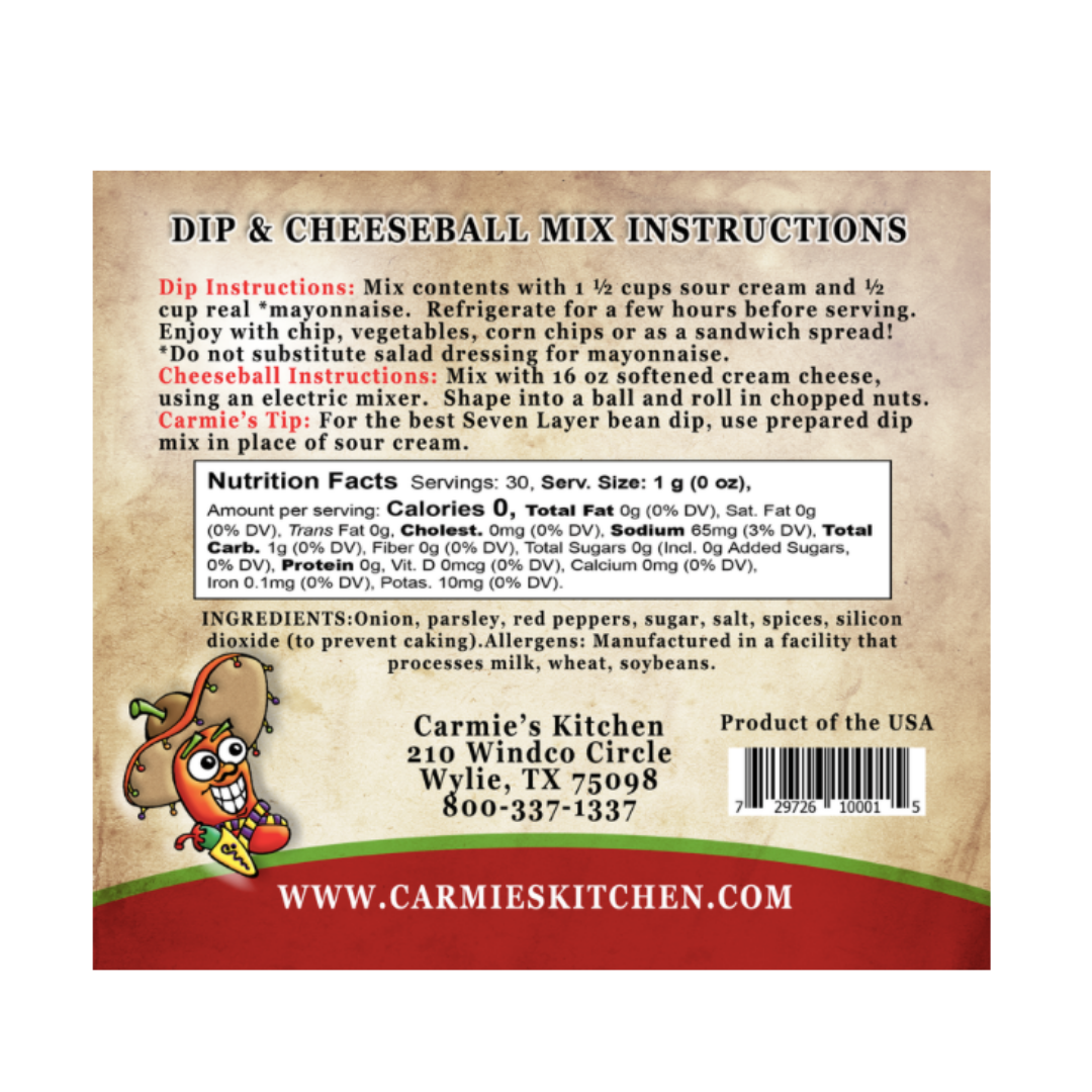 Carmie's Dip and Cheeseball Mixes