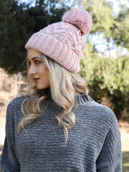Pink Thermal Lining Knit Beanie